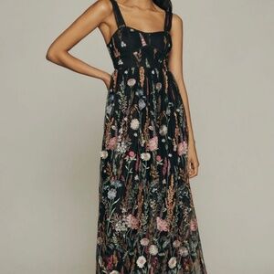 Anthropologie Black Floral Maxi Dress